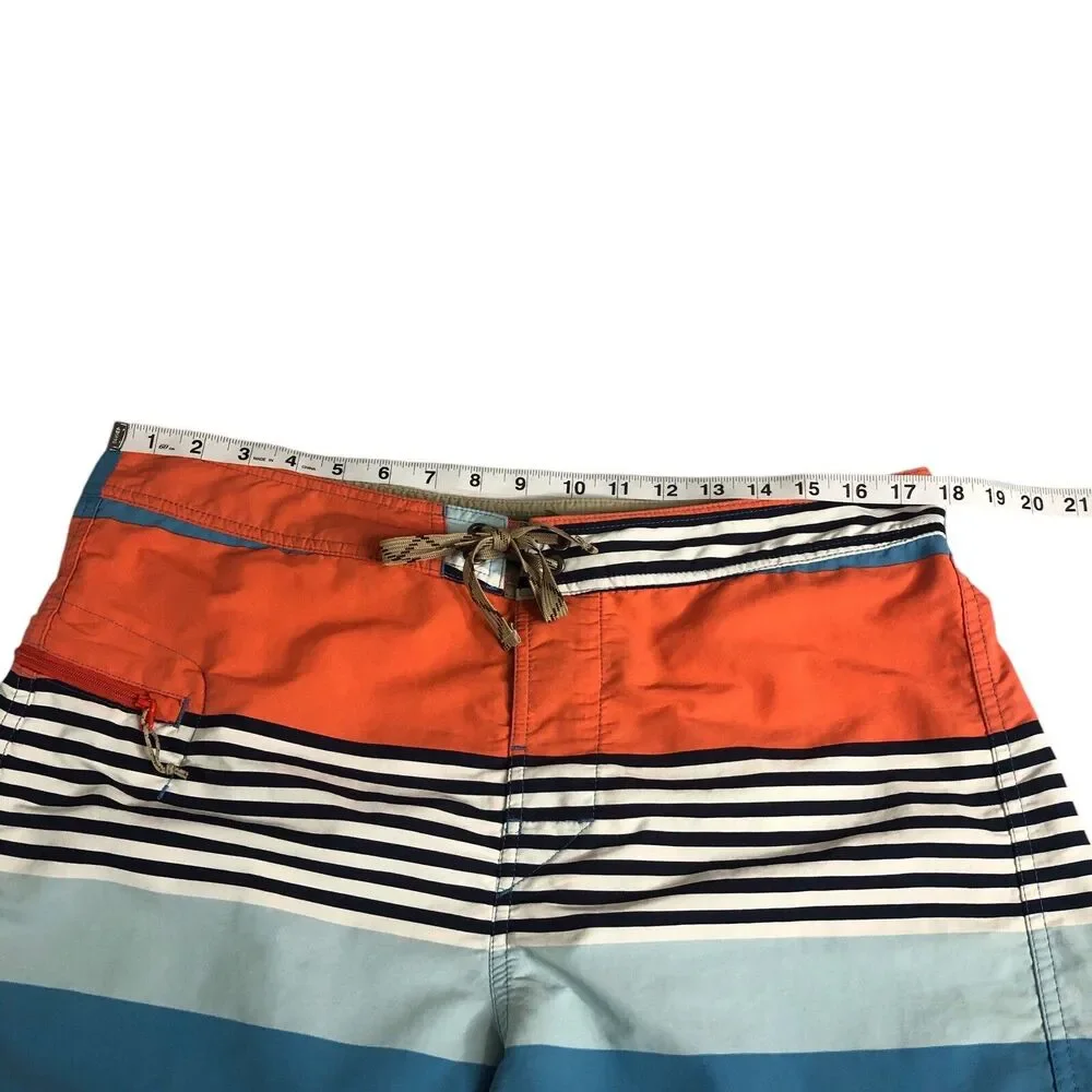 Patagonia‎ Wavefarer Board Shorts Mens 36 Fitz Stripe Catalyst Blue Swim Trunks